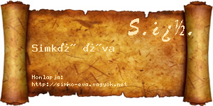 Simkó Éva névjegykártya